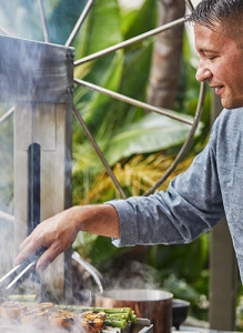 Jason Prendergast cooking on a grill