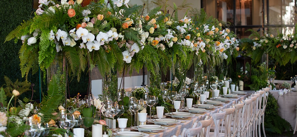 table decorated for a wedding