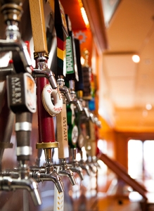 close up of beer taps