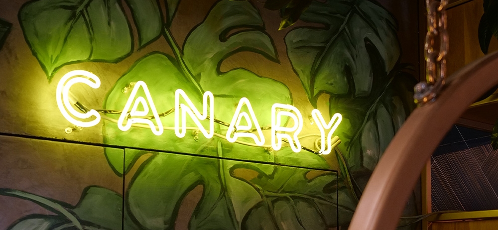 green neon Canary sign