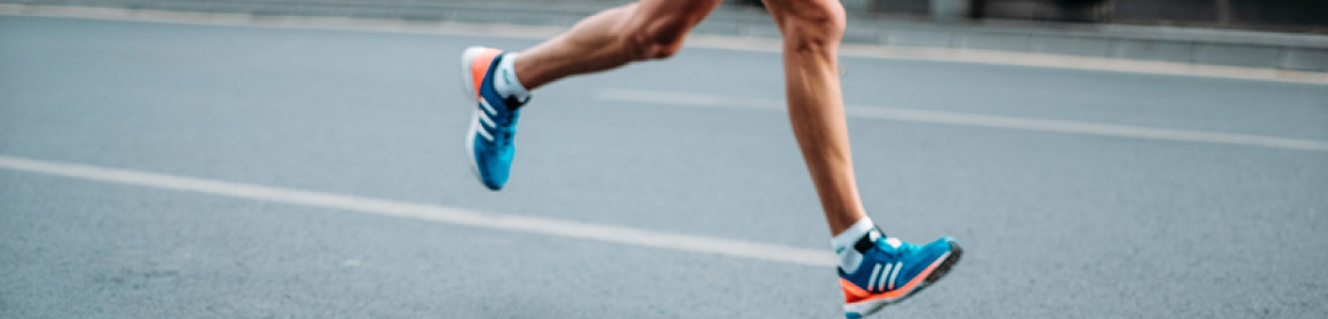close up of marathon runner's shoes