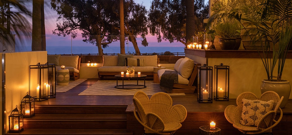 outdoor terrace at sunset