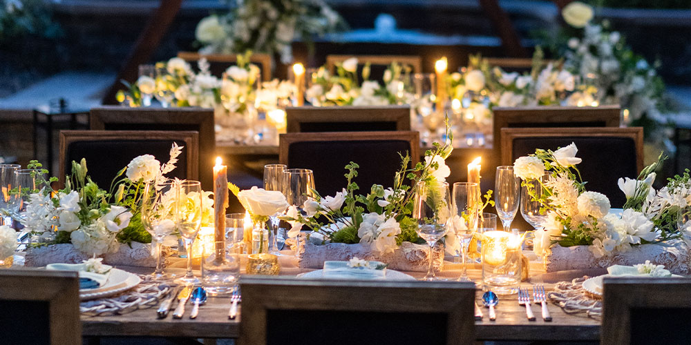 table set for a wedding