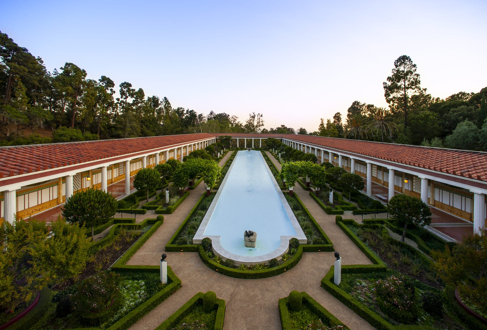 aerial of the getty villa