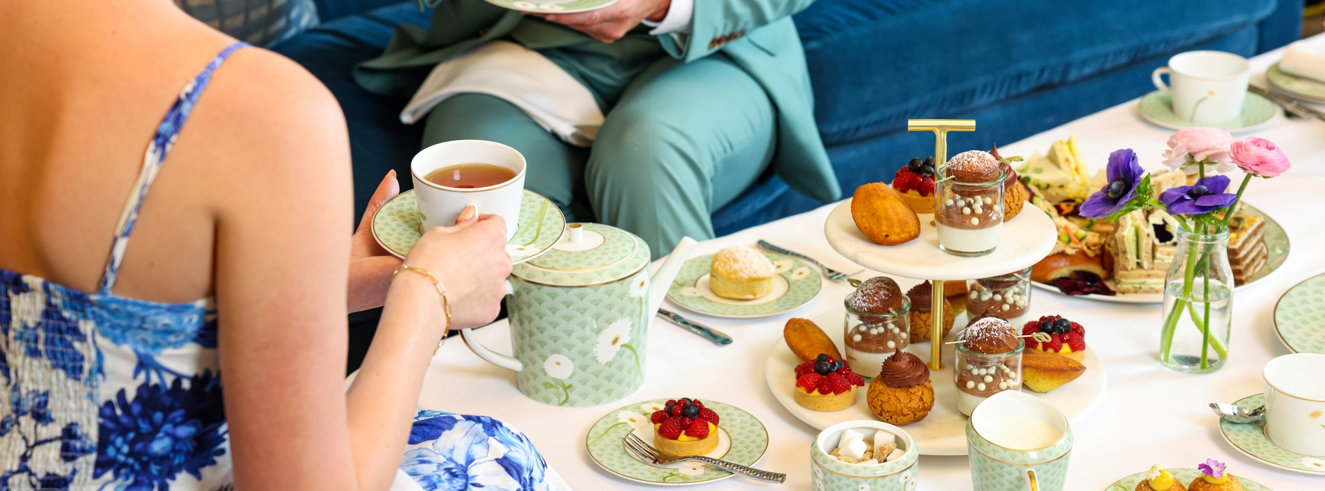 woman and man having afternoon tea
