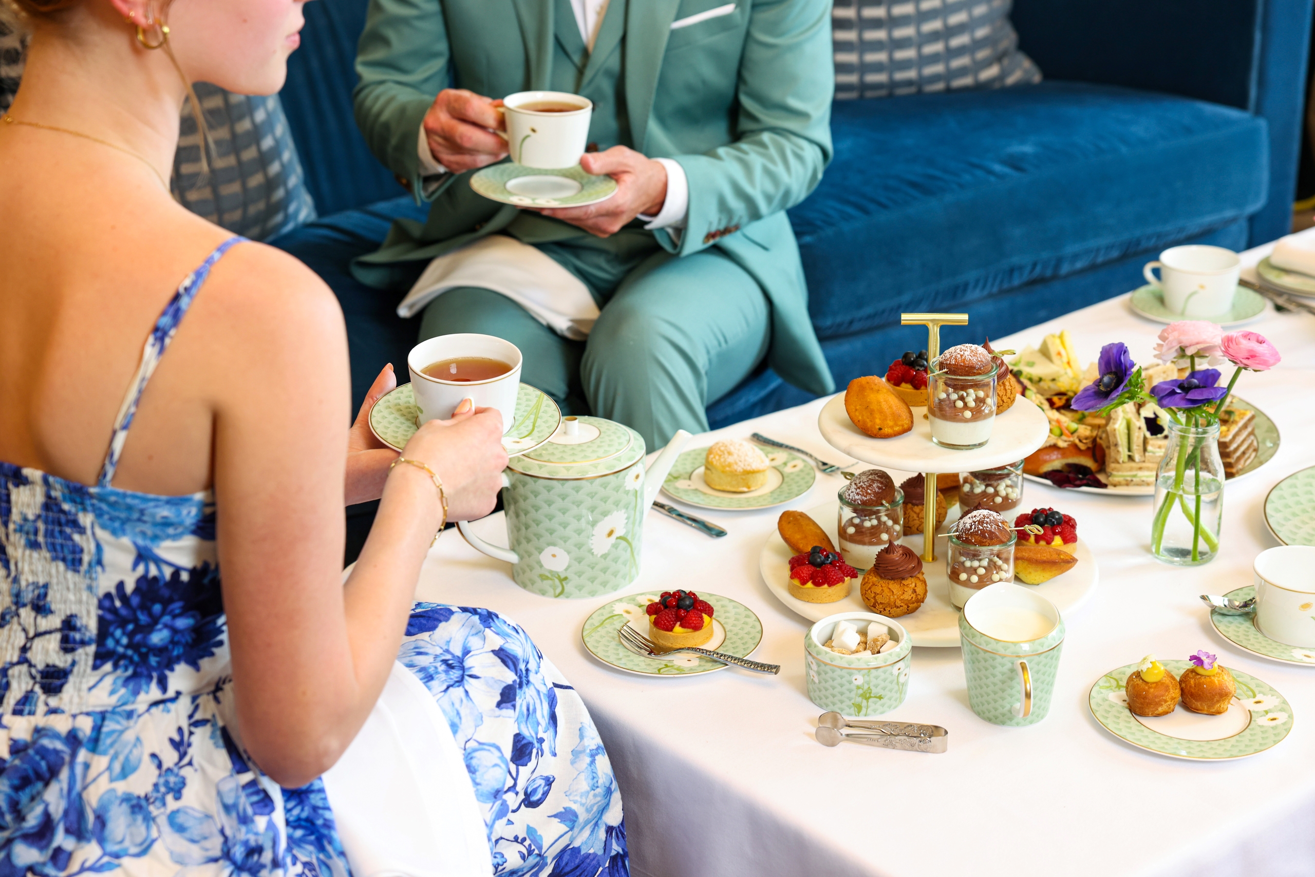 woman and man having afternoon tea