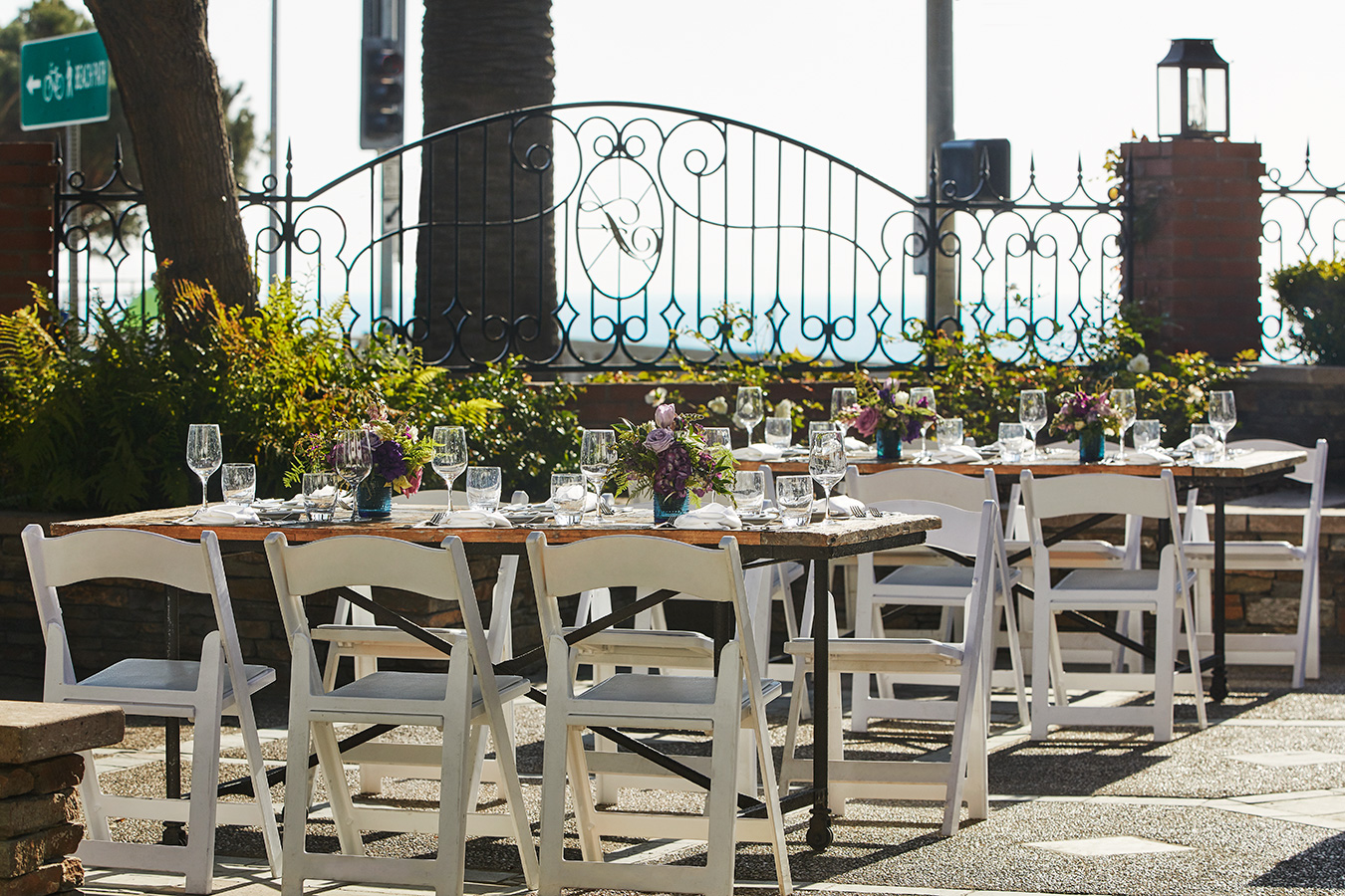 sunset garden table set up