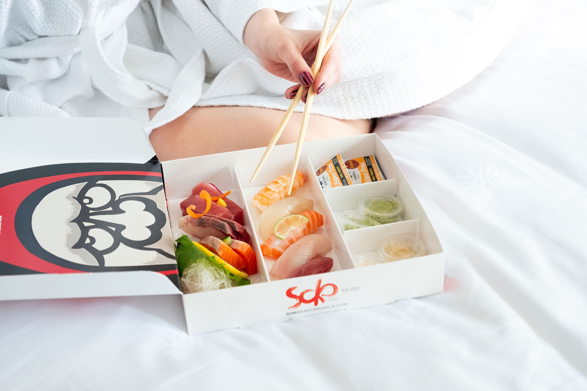sushi box in bed